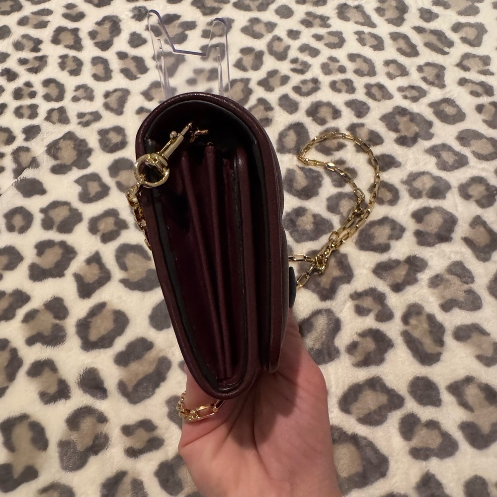 Moschino Quilted Crossbody Bag in Deep Wine with Gold Hardware - Picture 5 of 12